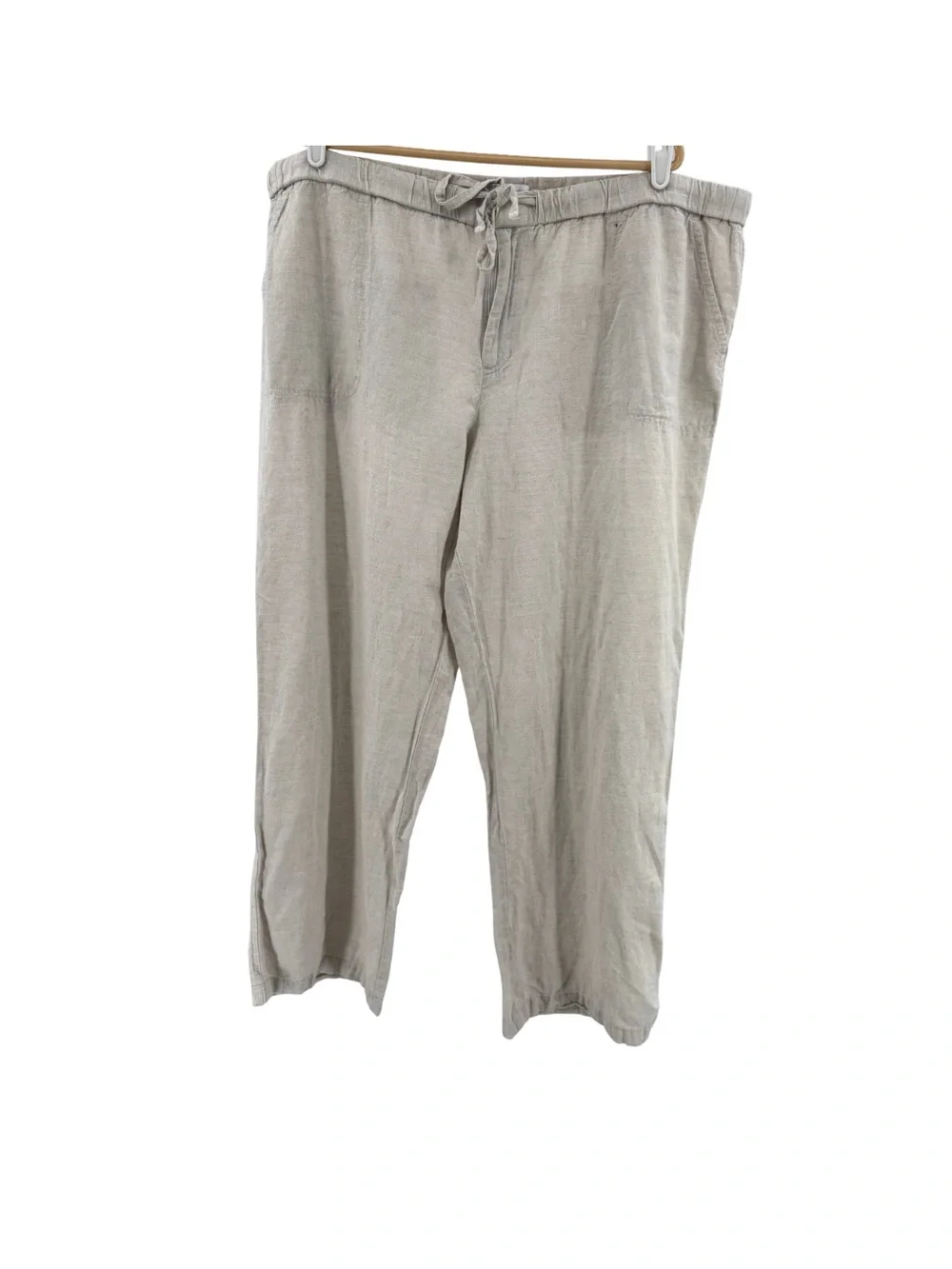 Liz Claiborne Light Khaki Cream Drawstring Linen-Blend Pants XXL casual neutral